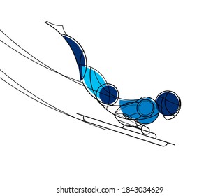 Skeleton athlete. Stylishly drawn linear athlete