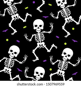 Skeleton background pattern vector for Halloween