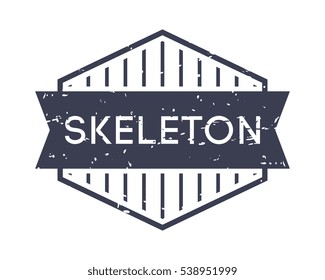 skeleton badge, vector logo, sport label, grunge stamp, vintage style