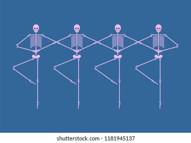 Skeleton ballerina isolated. Skull and bones ballet. Halloween Vector illustration. 
