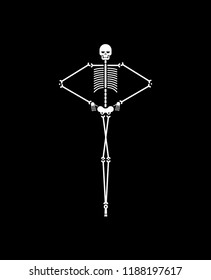 Skeleton ballerina isolated. Skull and bones ballet. Halloween Vector illustration. 
