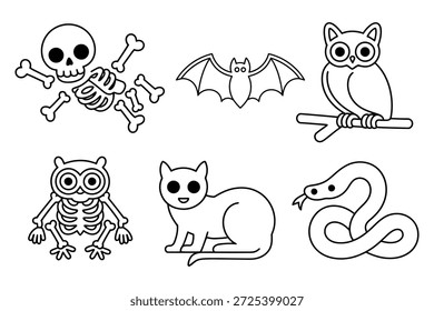 Huesos de serpiente de gato de búho de murciélago esqueleto