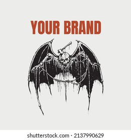 SKELETON BAT VECTOR. very suitable for t-shirt design or merchandise.