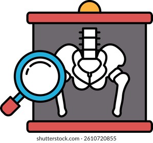 A skeleton is being examined by a magnifying glass. Concept of curiosity and investigation, as if the viewer is trying to uncover the secrets of the skeleton's past