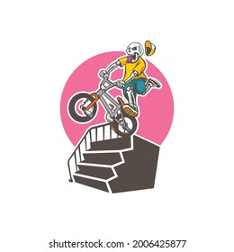 Skeleton Bike mascot logo template - vector image