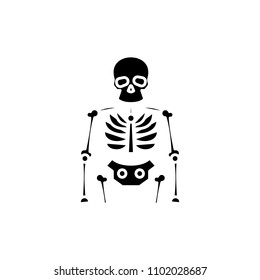 Skeleton black icon concept. Skeleton flat  vector symbol, sign, illustration.