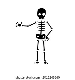 Skeleton. Black terrible silhouette. Human body. Skull and bones.
