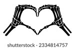 Skeleton bone hand heart shape sign illustrations