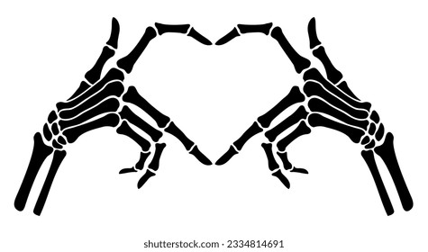 Skeleton bone hand heart shape sign illustrations