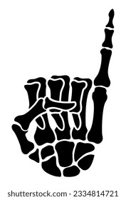 Skeleton-Knochen-Hand hält kleine Fingerzeichen hoch