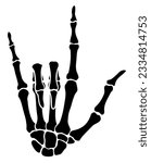 Skeleton bone I Love You hand sign illustrations
