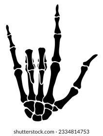 Skeleton bone I Love You hand sign illustrations