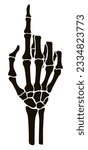 Skeleton bone pointing the index finger hand sign