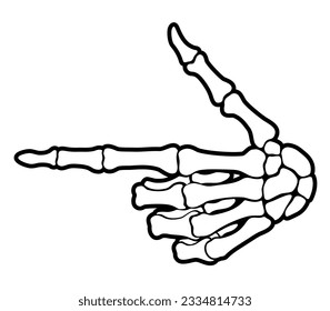 Skeleton bone pointing the index finger hand sign