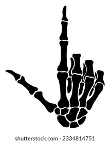 Skeleton bone pointing the index finger hand sign