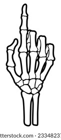 Skeleton bone pointing the index finger hand sign