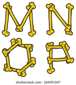 Skeleton bones alphabet vector illustration