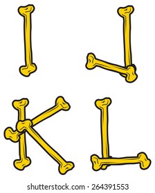 Skeleton bones alphabet vector illustration 