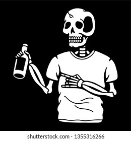 Skeleton Bottle Beer Black Background Stock Vector (Royalty Free ...