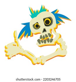 Skeleton bright cartoon character isolated on a white background