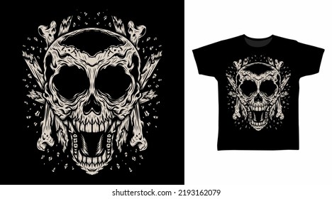 Skeleton broken tshirt design concepts