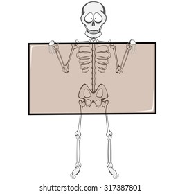 Skeleton Buddy - A funny skeleton mascot is holding an x-ray glass (you can place your text on!)