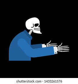 Skeleton in business suit isolated. Vector illustration
