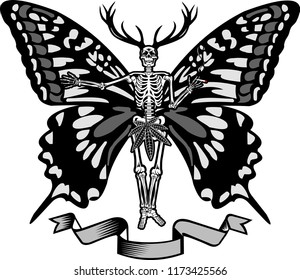 Skeleton and butterfly