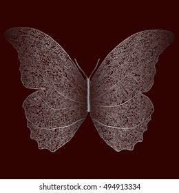 Skeleton butterfly combined with dry leaf
