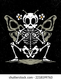 Skeleton butterfly illustration design concepts.