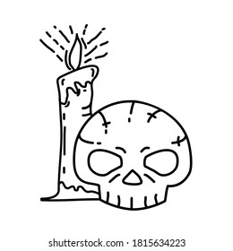 Skeleton Candle Icon. Doodle Hand Drawn or Black Outline Icon Style