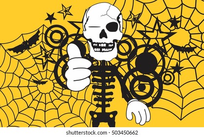 skeleton cartoon halloween background in vector format very easy to edit