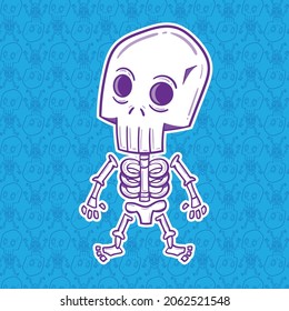 Skeleton cartoon for halloween and pattern