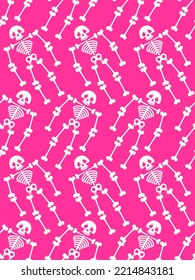 Skeleton cartoon Pattern seamless. Skull funny head Background. Baby fabric texture