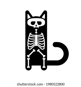 Skeleton Cat Cartoon Skull Bones Pet Stock Vector (Royalty Free ...