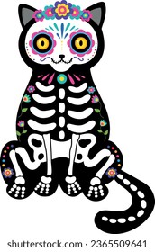 Skeleton cat and colorful