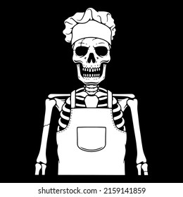 Skeleton Chef Apron White Black Background Stock Vector (royalty Free 