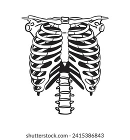 Skeleton Chest Rib Cage Anatomy Evil Kill Killer Tattoo Human Bone Death Art Artwork Design,vector illustration.
