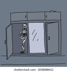 Skeleton in the closet or cupboard. Metaphoric idiom.