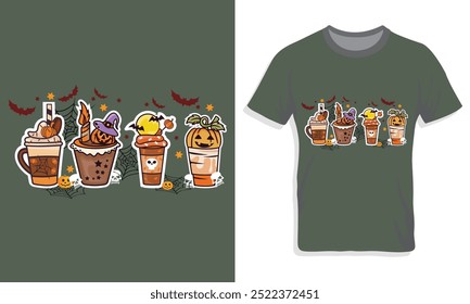 Esqueleto xícaras de café T-shirt Premium vetor t-shirt modelos