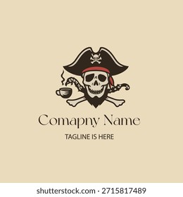 Skeleton with coffee logo design