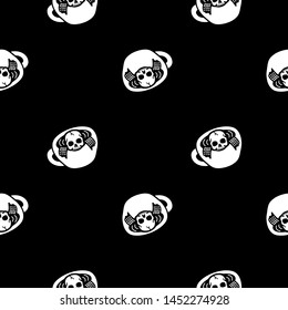 Skeleton and coffee seamless pattern 