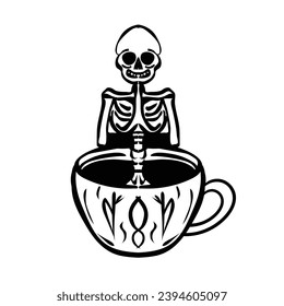 skeleton with coffee vector design