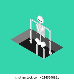 Skeleton coming out of grave. Vector illustration