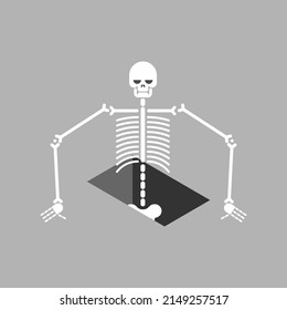 Skeleton coming out of grave. Vector illustration
