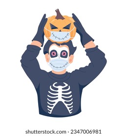 Skeleton costume flat illustration is up for premium use  