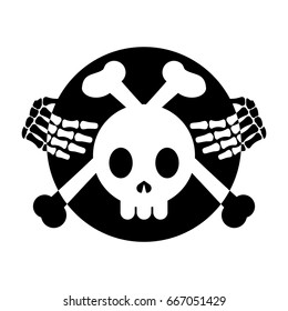 Skeleton Crossbones Badge / Emblem Monochrome