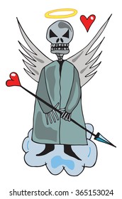 skeleton cupid vector illustration