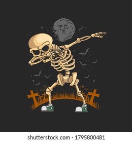 skeleton dabbing dance illustration vector graphic