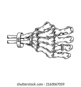 skeleton daddy hand fist bump line art vintage tattoo for Fathers Day.vector illustration.